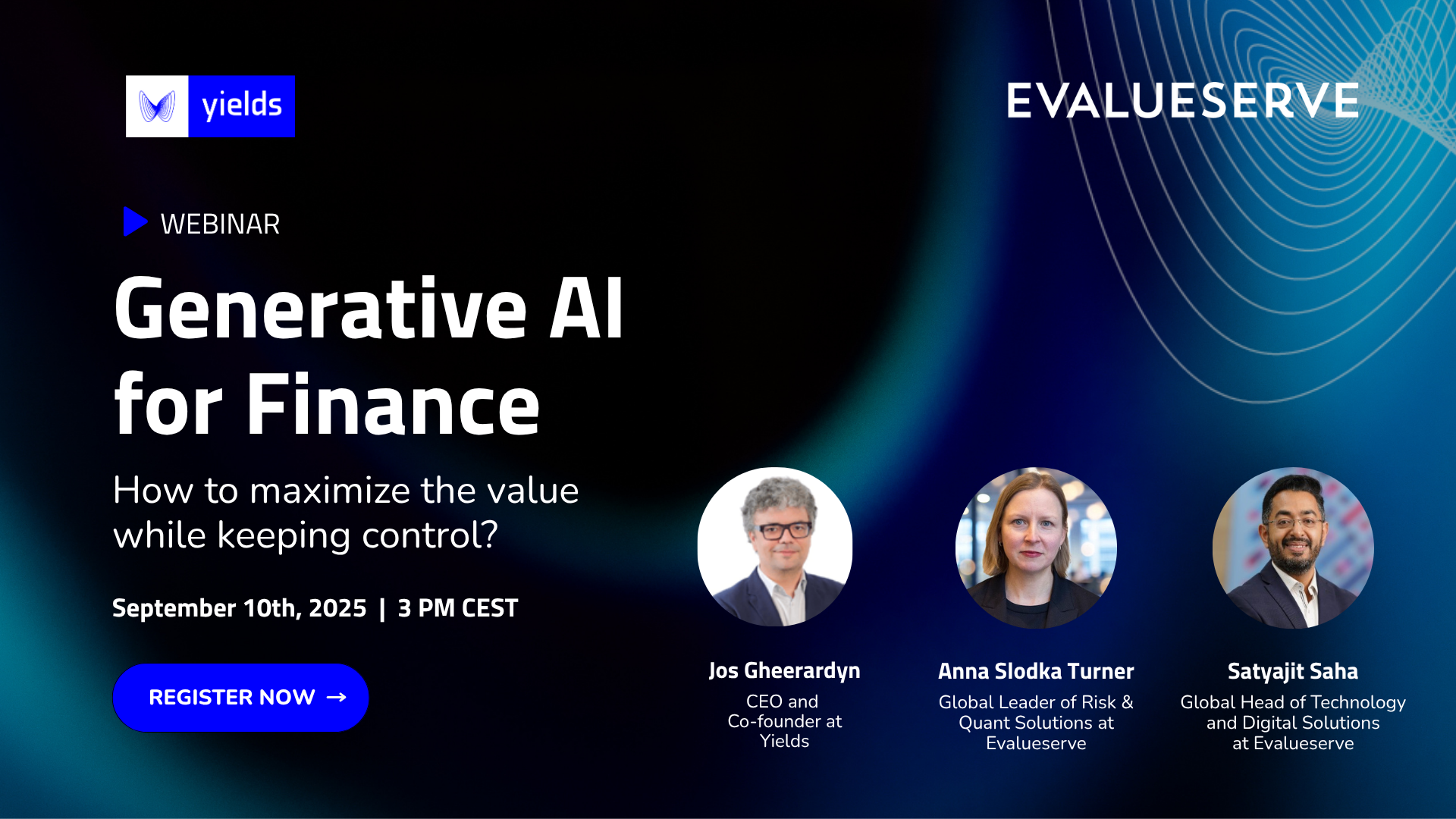 Evalueservice Yields Webinar Generative AI for Finance